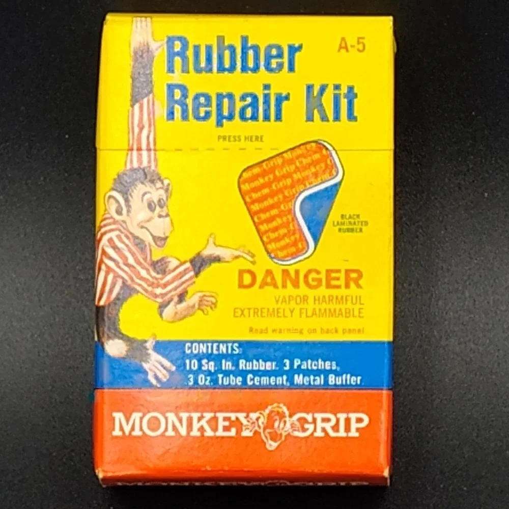 VTG Monkey Grip Rubber Repair Kit 60's Box Full Retro Automotive Old BB11.5ON586